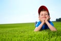 Smiling boy in grass Royalty Free Stock Photo