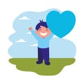 Smiling boy holding heart love Royalty Free Stock Photo