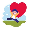 Smiling boy holding heart love Royalty Free Stock Photo