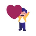 Smiling boy holding heart love Royalty Free Stock Photo