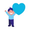 Smiling boy holding heart love Royalty Free Stock Photo
