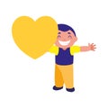 Smiling boy holding heart love Royalty Free Stock Photo