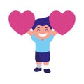 Smiling boy holding heart love Royalty Free Stock Photo