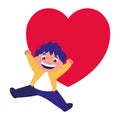 Smiling boy holding heart love Royalty Free Stock Photo