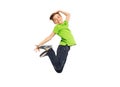 Smiling boy jumping in air Royalty Free Stock Photo