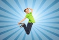 Smiling boy jumping in air Royalty Free Stock Photo