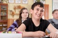 Smiling boy during lesson at school Royalty Free Stock Photo