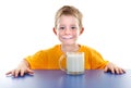 Smiling boy with milk mustache Royalty Free Stock Photo