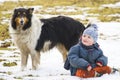 Smiling boy with pet dog Royalty Free Stock Photo