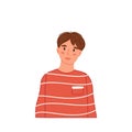 Smiling boy portrait in casual clothing in cartoon flat style. Kid avatar isolated on white. Happy teenager. Vector illustration Royalty Free Stock Photo