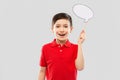 Smiling boy in red t-shirt with speech bubble Royalty Free Stock Photo