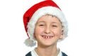Smiling boy in Santa red hat Royalty Free Stock Photo