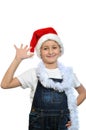 Smiling boy in Santa red hat Royalty Free Stock Photo