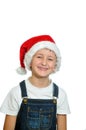 Smiling boy in Santa red hat Royalty Free Stock Photo