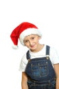 Smiling boy in Santa red hat Royalty Free Stock Photo