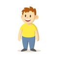 Smiling boy standing straight, cartoon character design. Flat vector illustration, isolated on white background. Royalty Free Stock Photo