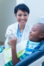 Smiling boy waiting for dental exam Royalty Free Stock Photo