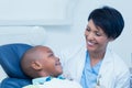 Smiling boy waiting for dental exam Royalty Free Stock Photo