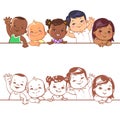 Smiling boys and girls of different races.