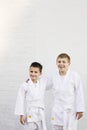 Smiling Boys In Karate Costume Royalty Free Stock Photo