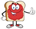 Smiling Bread Slice Cartoon Character With Jam Giving A Thumb Up