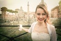 Smiling bride in the ancient city. Rome Italy. Royalty Free Stock Photo