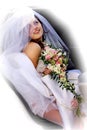 Smiling bride in limo Royalty Free Stock Photo