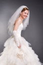 Smiling bride in the studio