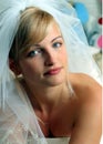 Smiling bride in white dress Royalty Free Stock Photo