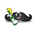 Smiling bring beer face mustache with on cartoon