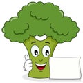 Smiling Broccoli Character with Banner