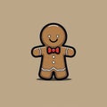 Smiling brown gingerbread man with icing patterns.