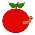 Smiling brown maggot coming out of a juicy red cherry - vector Royalty Free Stock Photo