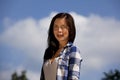 Smiling brunette teenage girl with braces