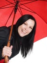 Smiling brunette woman in fall clothes Royalty Free Stock Photo