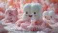 Animated Bubbles with Faces Amidst Pink Foam Royalty Free Stock Photo