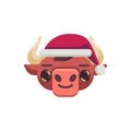 Smiling bull emoticon flat icon
