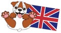 Smiling bulldog with flag
