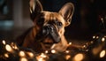 Smiling Bulldog Puppy Wrinkled Ear Illuminated Portrait Celebration generated by AI