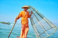 Smiling Burmese fisherman, Inle Lake, Myanmar Royalty Free Stock Photo