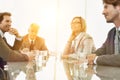 Smiling business colleagues having a discussion in conference room Royalty Free Stock Photo