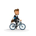Smiling Business Man riding an Electric Bicycle