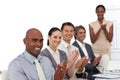 Smiling business people applauding Royalty Free Stock Photo