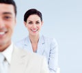 Smiling business people standing in a line Royalty Free Stock Photo