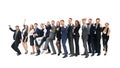 Smiling business people standing together in line in a modern of Royalty Free Stock Photo