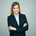Smiling Business woman crossed arms isolated portrait. Royalty Free Stock Photo