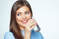 Smiling business woman drink water. Royalty Free Stock Photo