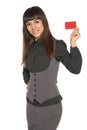 Smiling business woman holding credit card Royalty Free Stock Photo