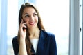 Smiling business woman phone talking