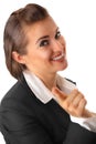 Smiling business woman pointing finger at you Royalty Free Stock Photo